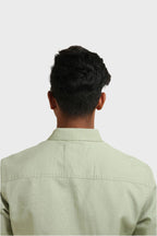Xkind Pista Green Textured Slim Fit Shirt | Grocsy