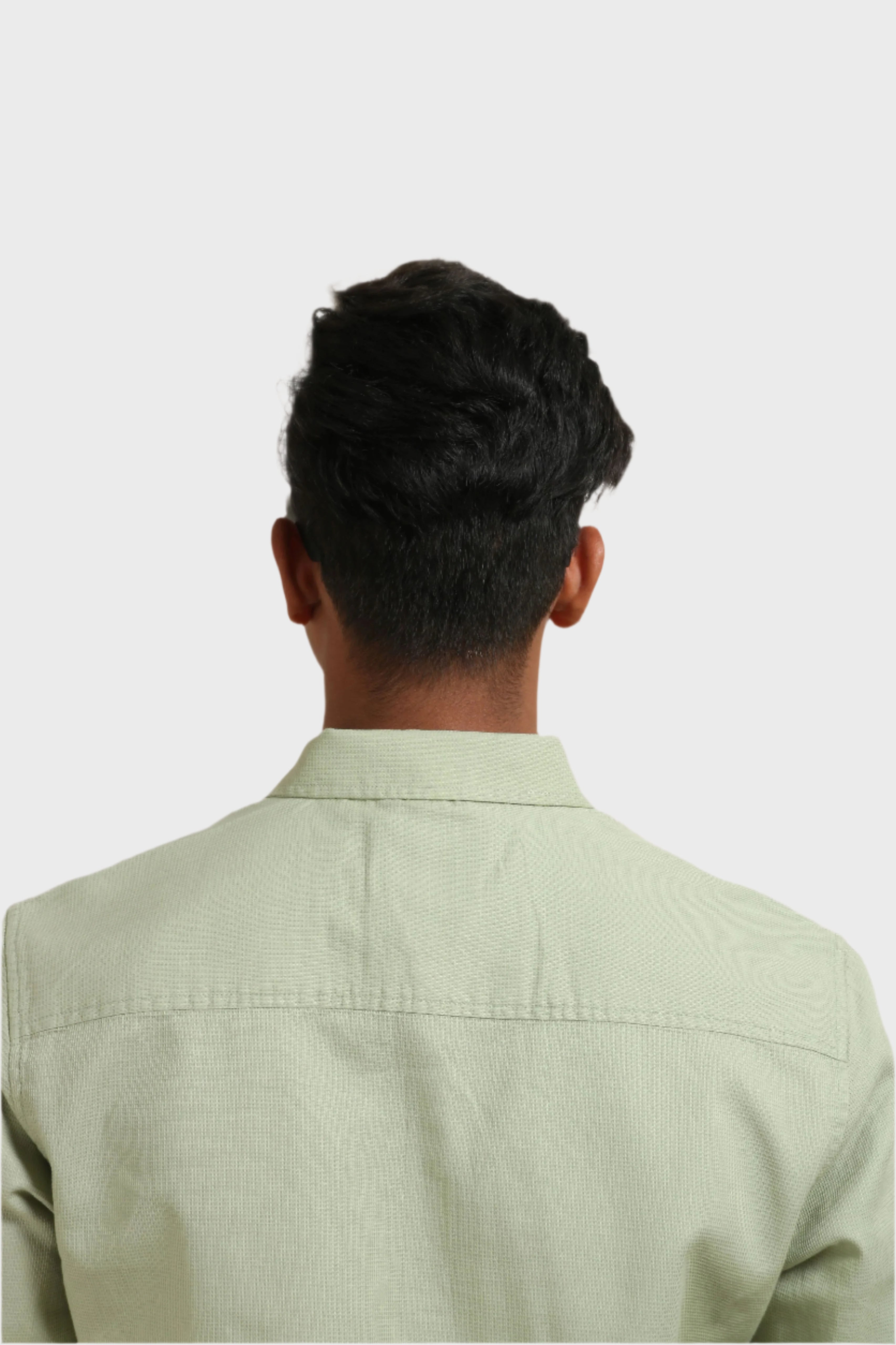 Xkind Pista Green Textured Slim Fit Shirt | Grocsy