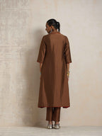 trueBrowns Brown Silk Kurta Set | Grocsy