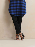 trueBrowns Blue Check Pleated Winter Top | Grocsy