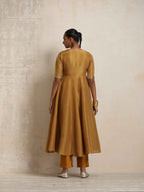 trueBrowns Gold Tissue Flared Anarkali Kurta Set | Grocsy
