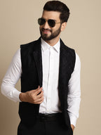 Even Apparels Men's Black Waistcoat with Notched Lapel | Grocsy
