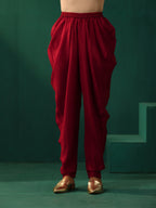 trueBrowns Maroon Floral Viscose Silk High Low Co-ord Set | Grocsy