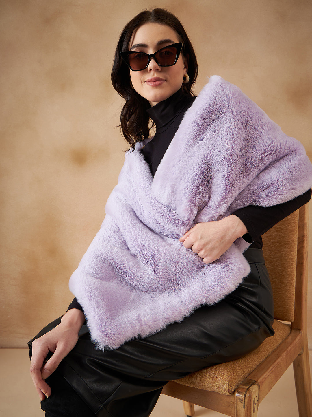 InWeave Women's Mauve Fur Cape | Grocsy