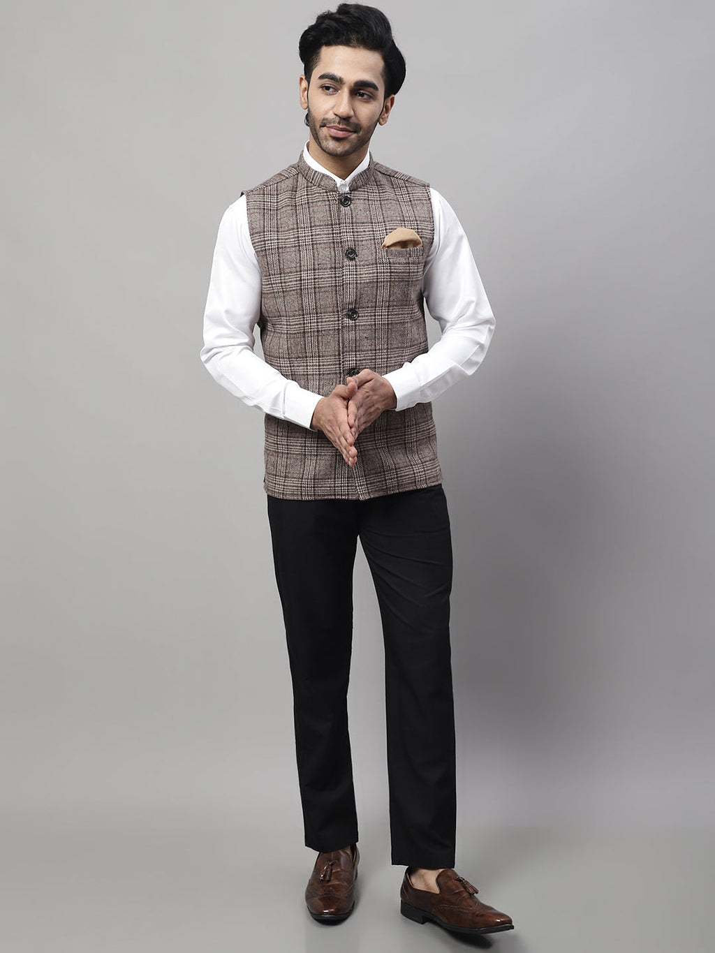 Even Apparels Men's Beige Pure Wool Nehru Jacket | Grocsy