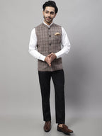 Even Apparels Men's Beige Pure Wool Nehru Jacket | Grocsy