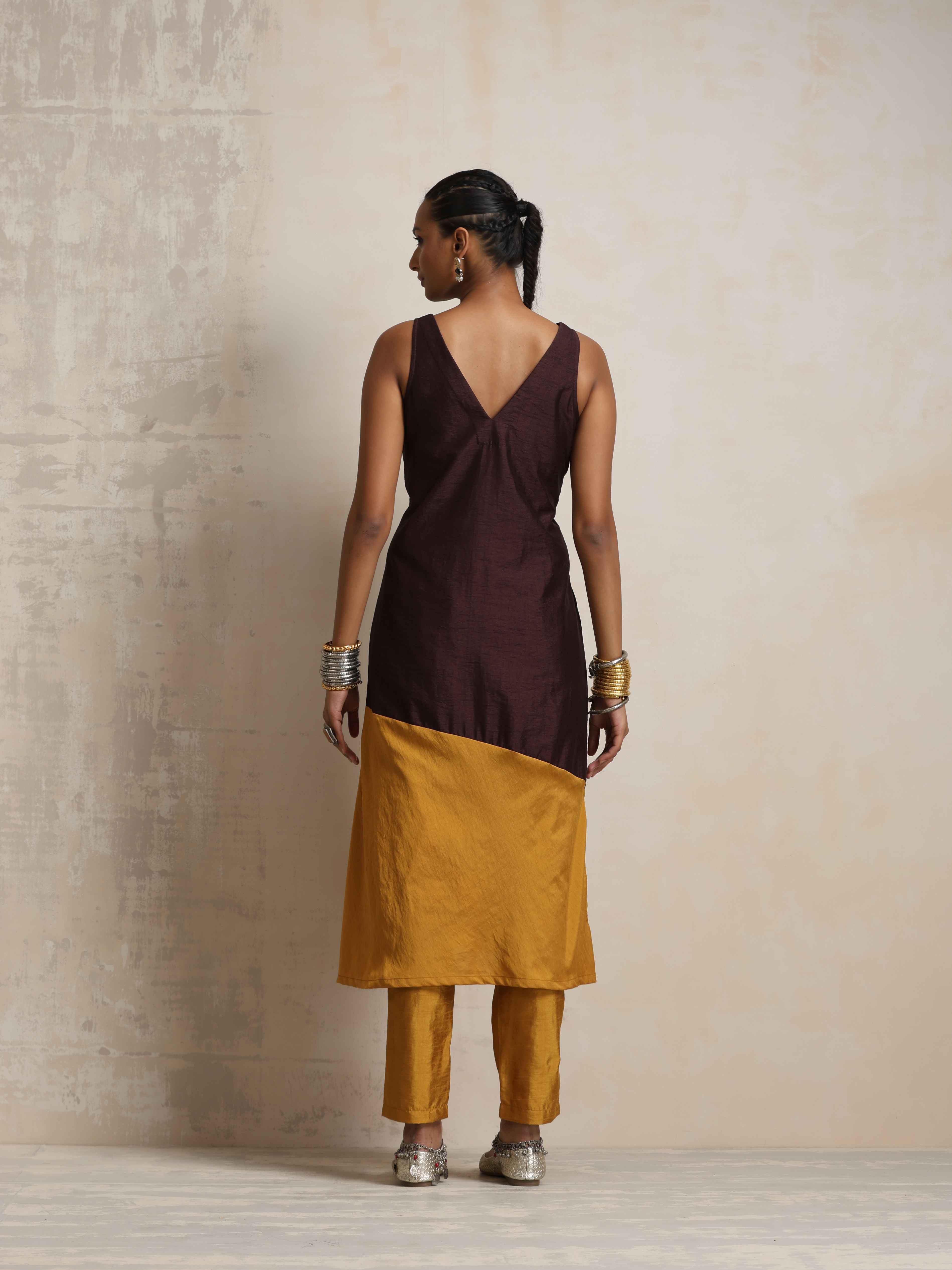 trueBrowns Cola Silk Kurta Set | Grocsy