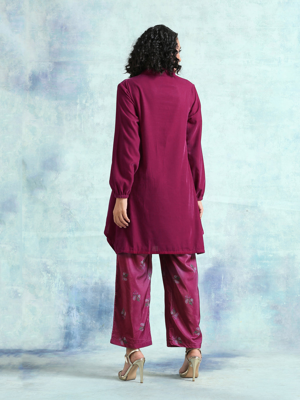 trueBrowns Magenta Velvet Co-Ord Set | Grocsy