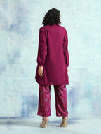 trueBrowns Magenta Velvet Co-Ord Set | Grocsy