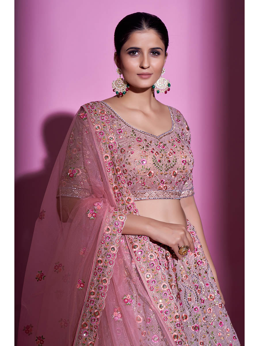 Myra Mauve Georgette Embroidered Designer Lehenga Choli | Grocsy