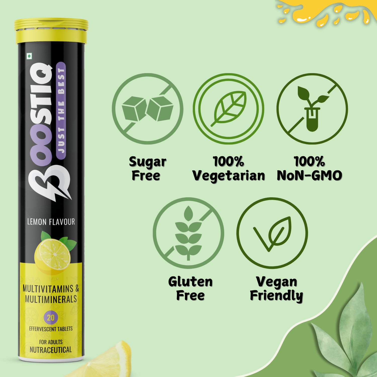 BOOSTIQ Multivitamin Effervescent Tablets - Lemon Flavour | Grocsy