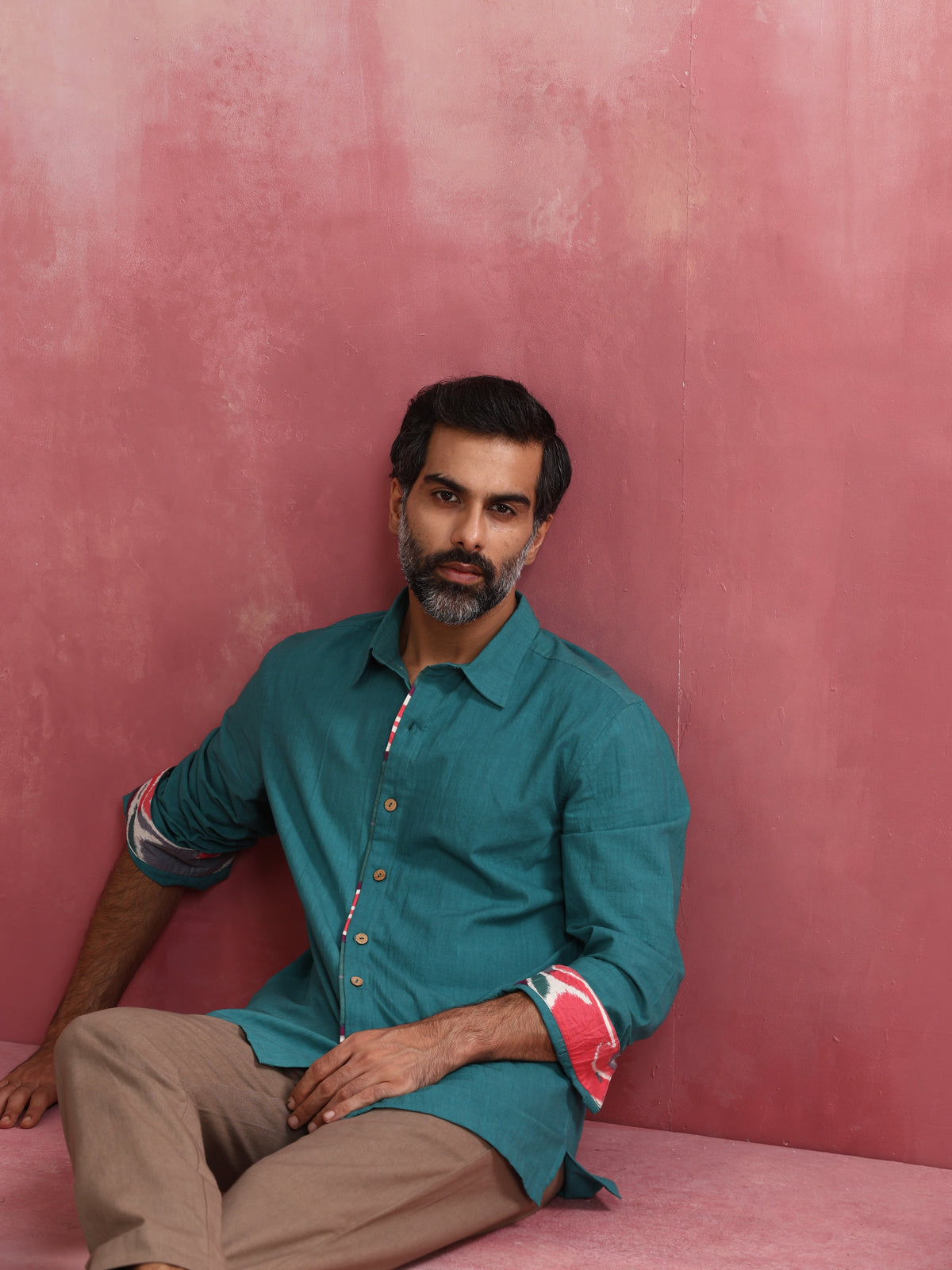 trueBrowns Men's Teal Cotton Shirt | Grocsy
