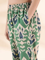 trueBrowns Green Cotton Ikat Relaxed Co-ord Set | Grocsy