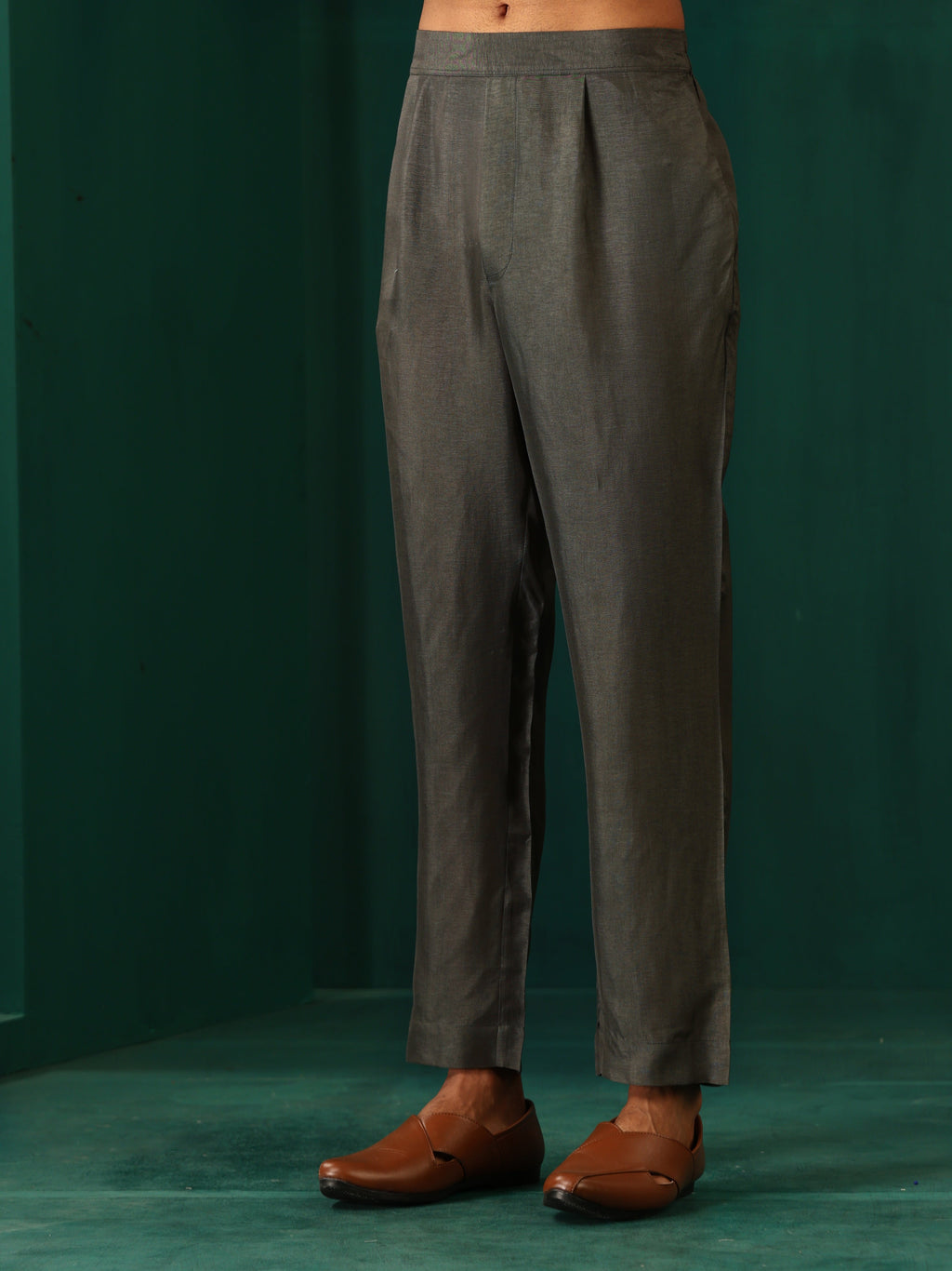 trueBrowns Men's Grey Diamond Viscose Silk Co-ord Set | Grocsy