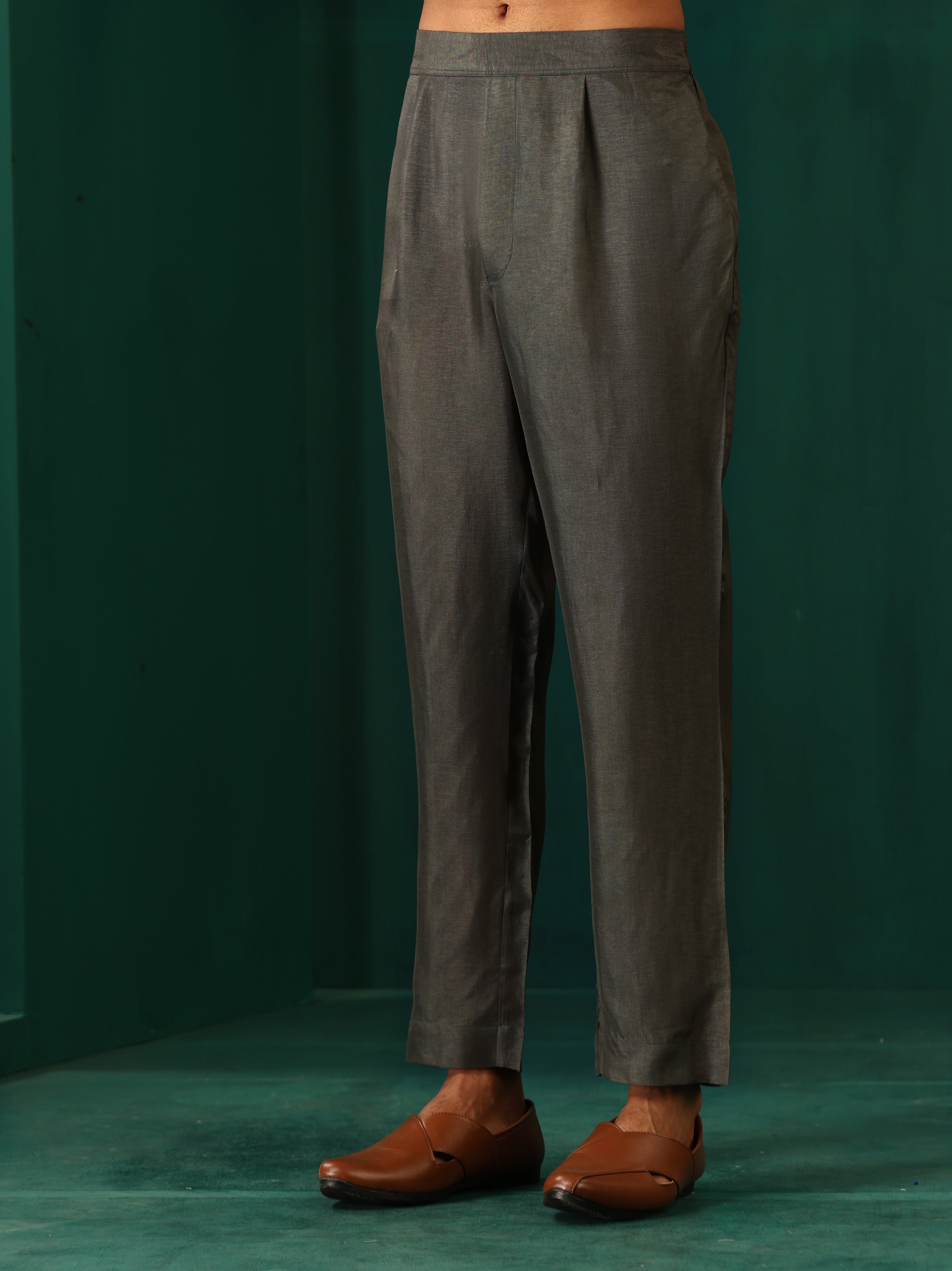 trueBrowns Men's Grey Diamond Viscose Silk Co-ord Set | Grocsy