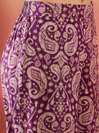 InWeave Dusty Mauve Paisley Round Neck Kurta Short Palazzo Set | Grocsy