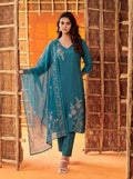 Anaita Teal Readymade Suit with Embroidery Work | Grocsy