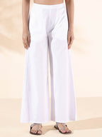 trueBrowns White Cotton Dobby V-Neck Co-ord Set | Grocsy