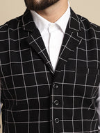 Even Apparels Men's Black Wool Waistcoat with Notched Lapel | Grocsy