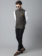 Even Apparels Men's Brown Pure Wool Nehru Jacket | Grocsy