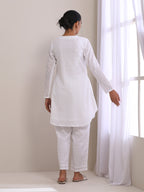 trueBrowns White Dobby Front Placket Co-Ord Set | Grocsy