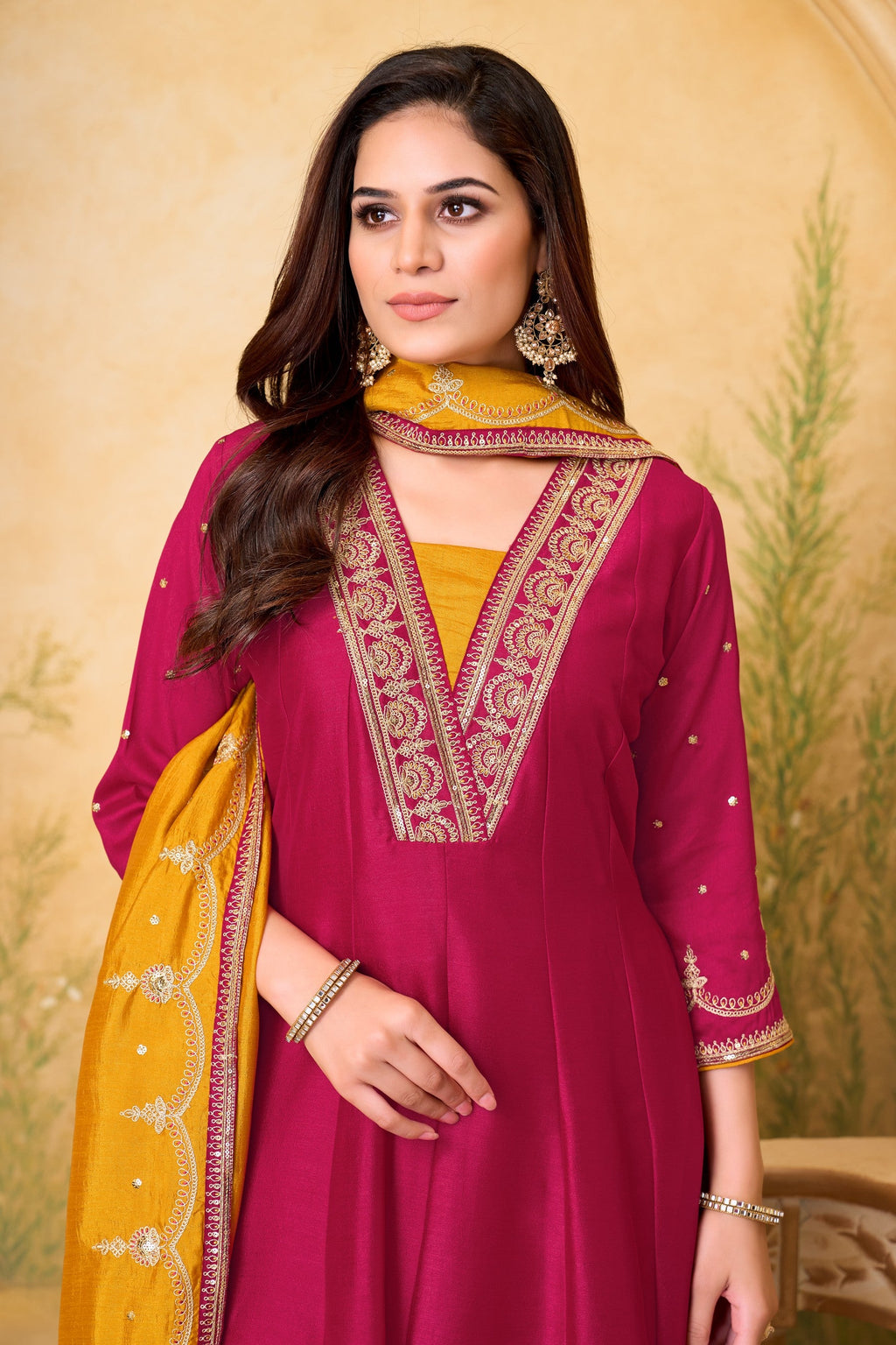 Anaita Pink Anarkali Readymade Suit with Embroidery Work | Grocsy