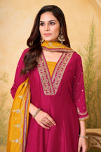 Anaita Pink Anarkali Readymade Suit with Embroidery Work | Grocsy