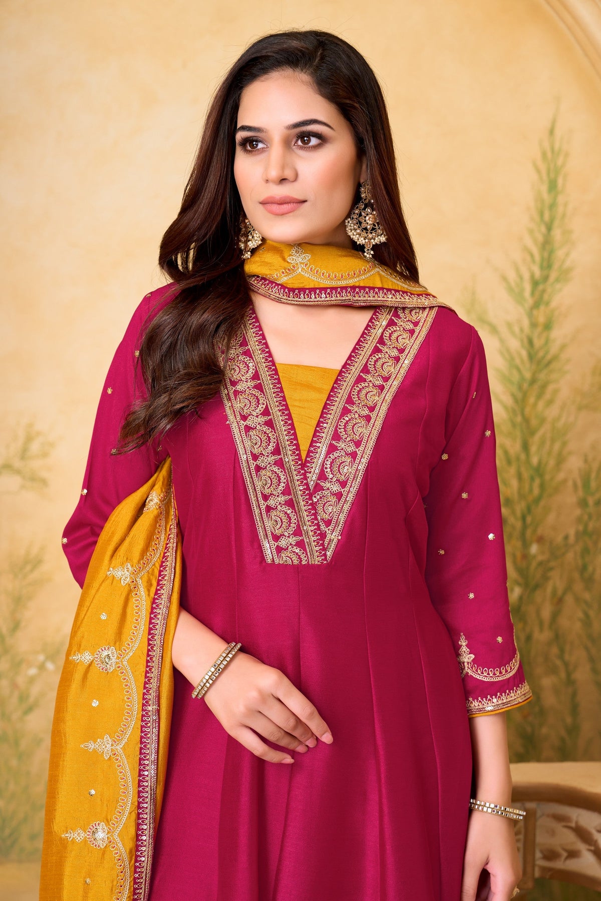 Anaita Pink Anarkali Readymade Suit with Embroidery Work | Grocsy