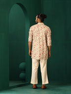 trueBrowns Men's Pink Floral Cotton Printed Co-ord Set | Grocsy
