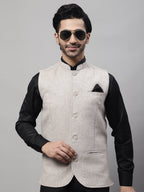 Even Apparels Men's Beige Pure Wool Nehru Jacket | Grocsy