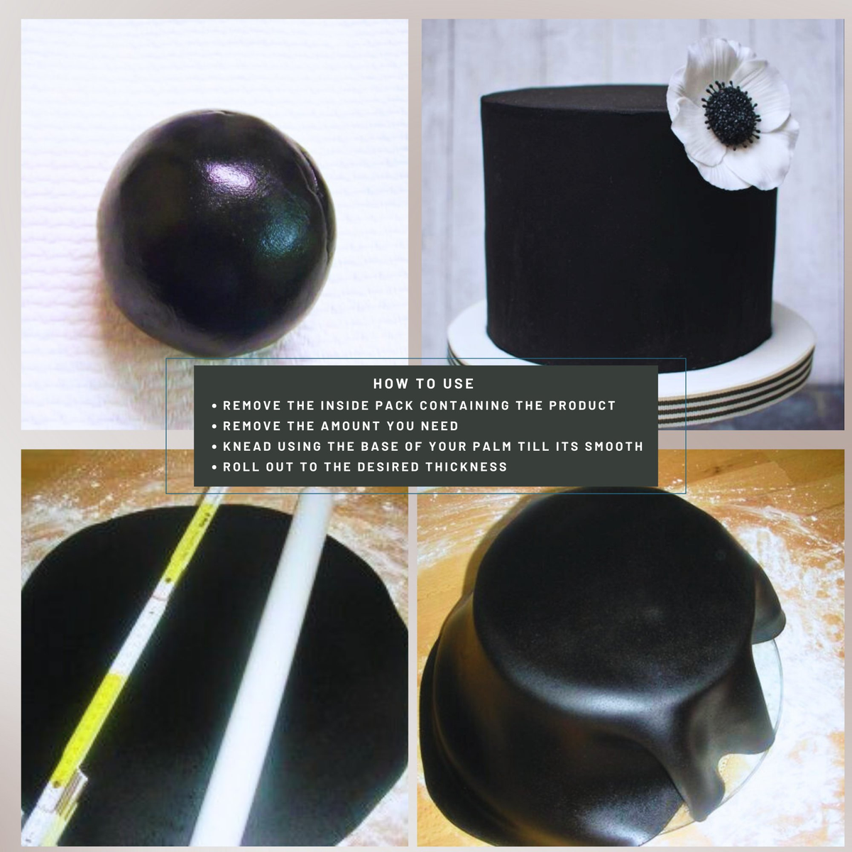 Confect Black Fondant | Edible Sugarpaste | Grocsy