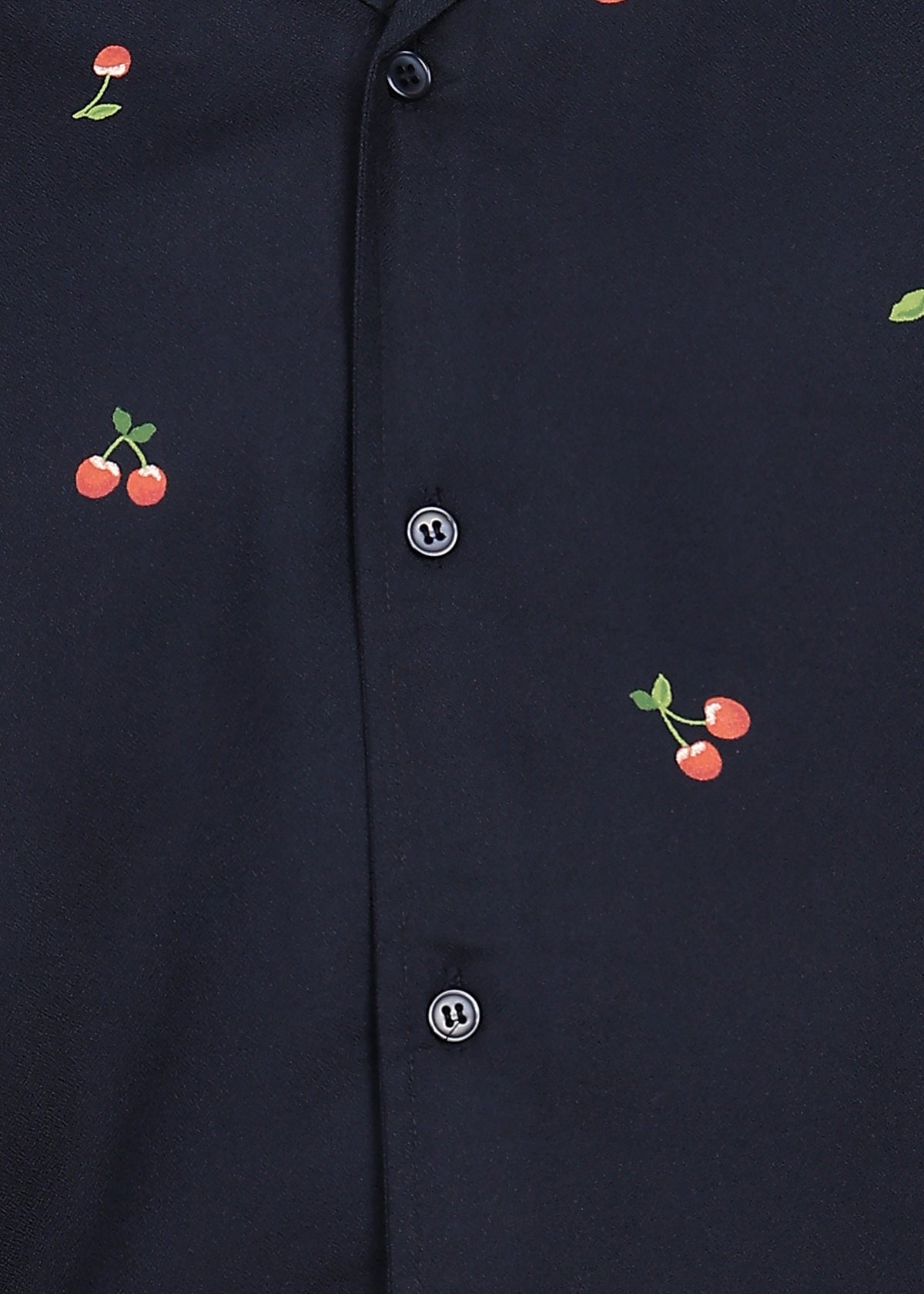 Fabmade Midnight Cherry Printed Cuban Collar Shirt | Grocsy