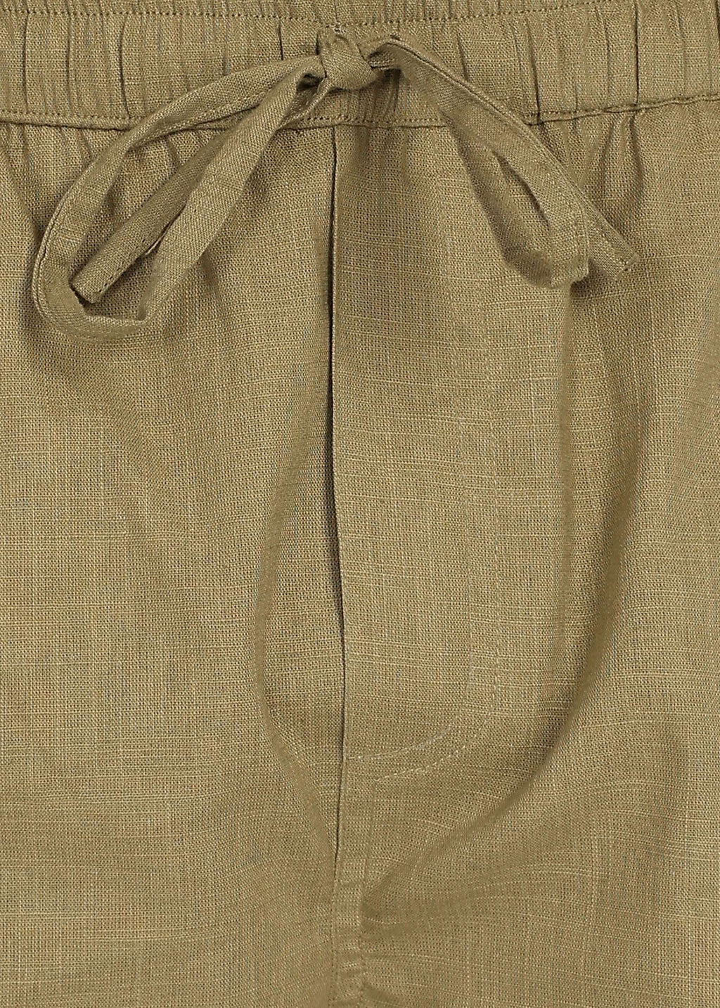 Fabmade Olive Ease Linen Shorts | Grocsy