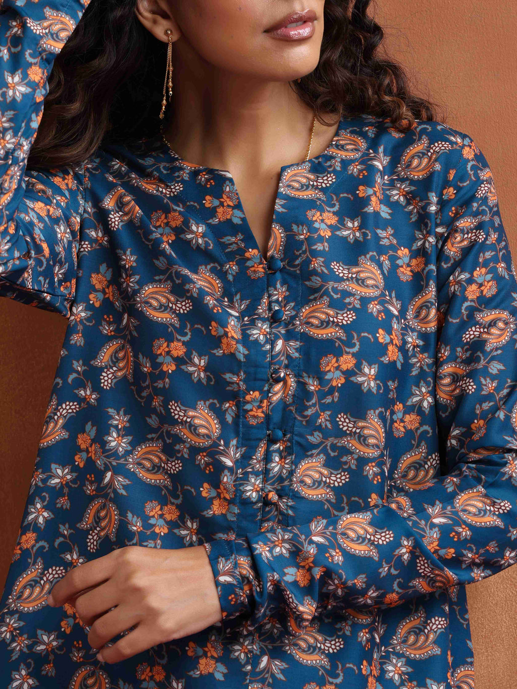 trueBrowns Blue Print Kurta Co-ord Set | Grocsy