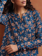 trueBrowns Blue Print Kurta Co-ord Set | Grocsy