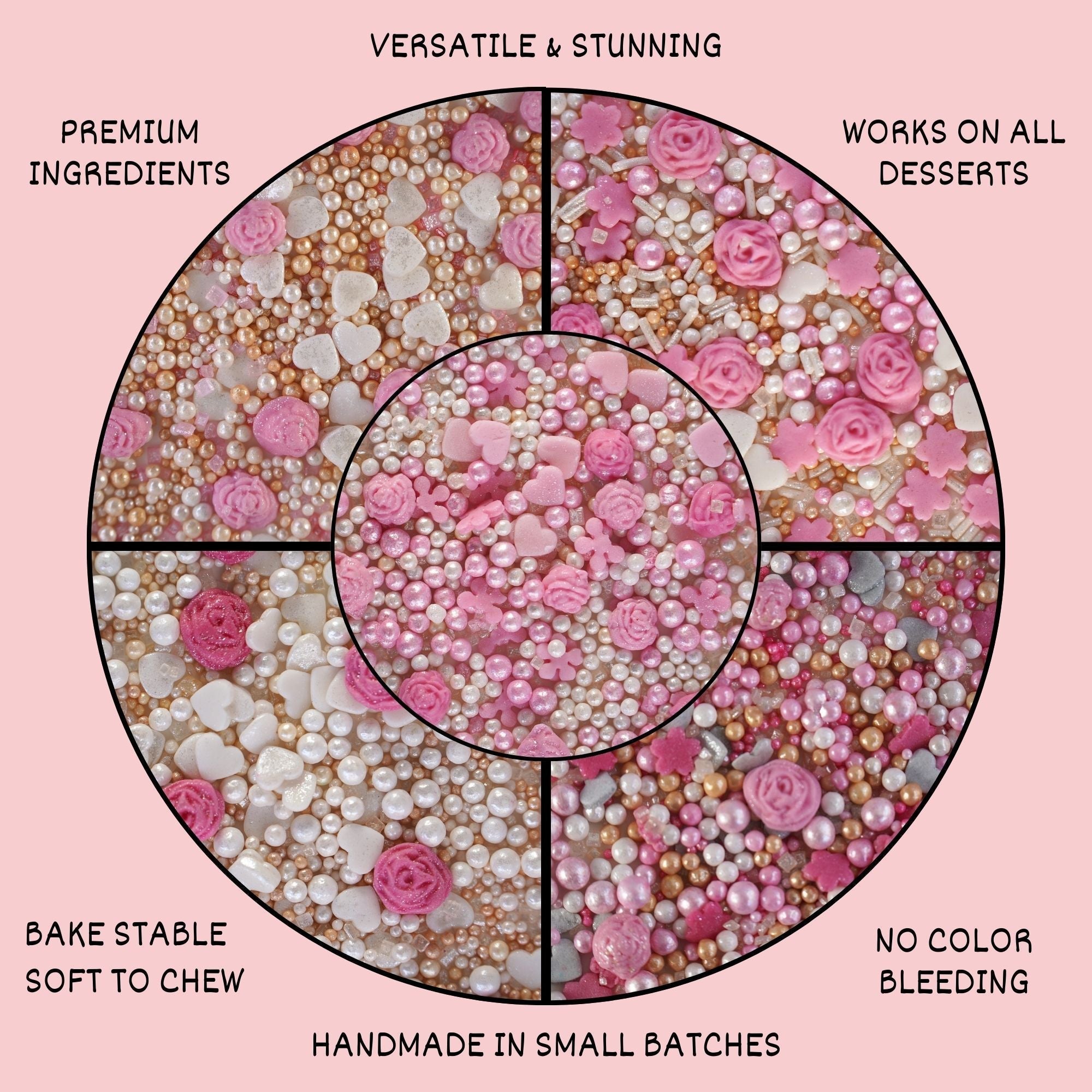 Confect Silver Hearts & White Pearls | Edible Mother's Day Sprinkles | Grocsy