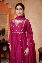 Anaita Pink Anarkali Readymade Suit with Embroidery Work | Grocsy