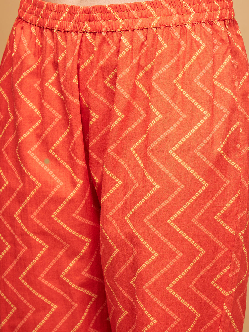 InWeave Women's Orange S Print Alia Cut Gota Work Kurta Set W Mustard Le Du | Grocsy