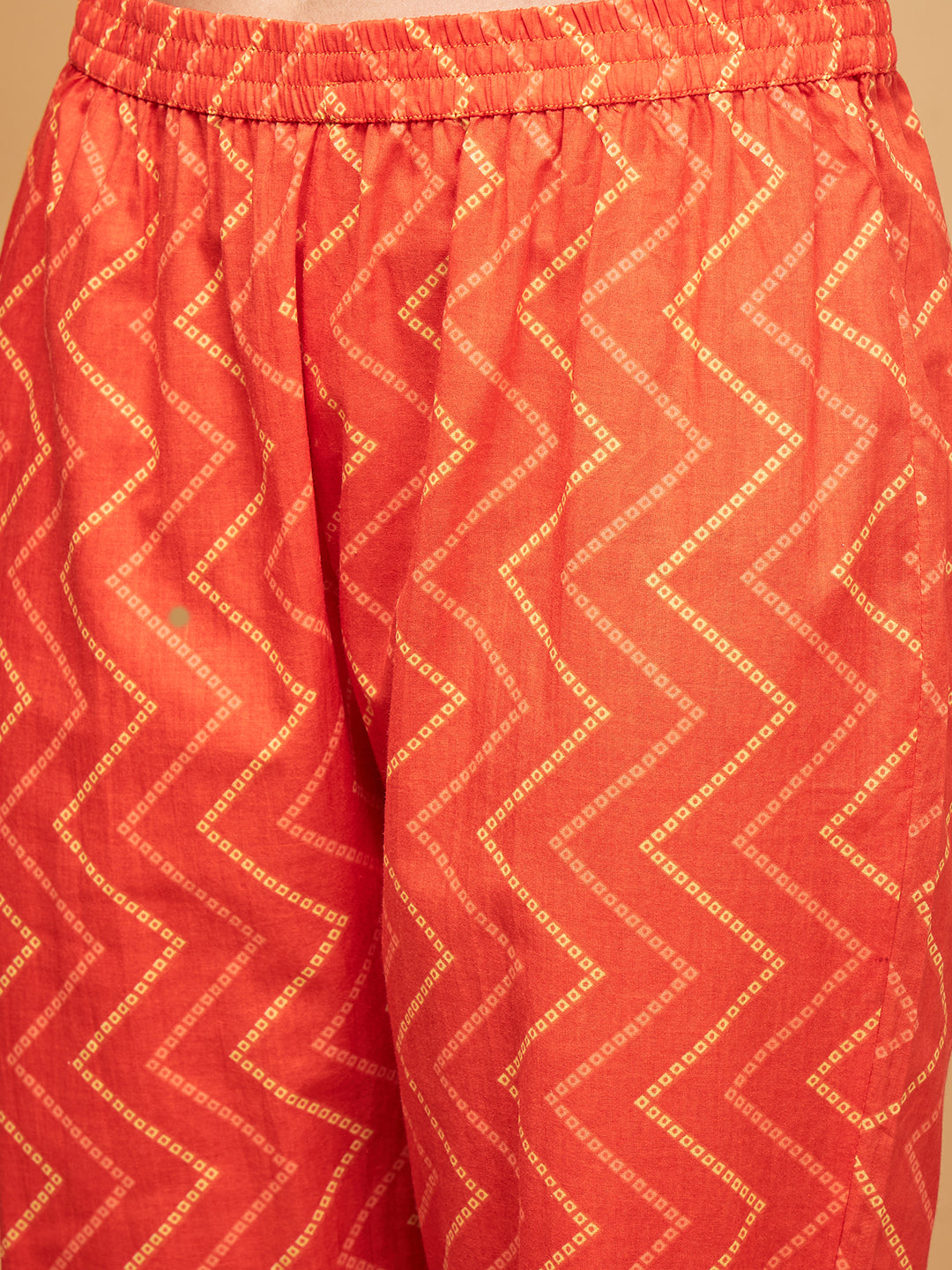 InWeave Women's Orange S Print Alia Cut Gota Work Kurta Set W Mustard Le Du | Grocsy
