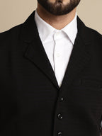 Even Apparels Men's Black Waistcoat with Notched Lapel | Grocsy