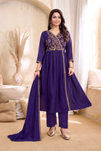 Anaita Purple Anarkali Readymade Suit with Embroidery Work | Grocsy