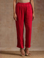 trueBrowns Red Modal Satin Oversized Round Co-Ord Set | Grocsy