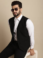 Even Apparels Men's Black Waistcoat with welt pockets | Grocsy