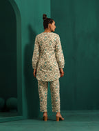 trueBrowns Teal Floral Cotton Printed Short Co-ord Set | Grocsy