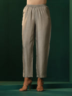 trueBrowns Blue Silk Angrakha Kurta Pant Set | Grocsy