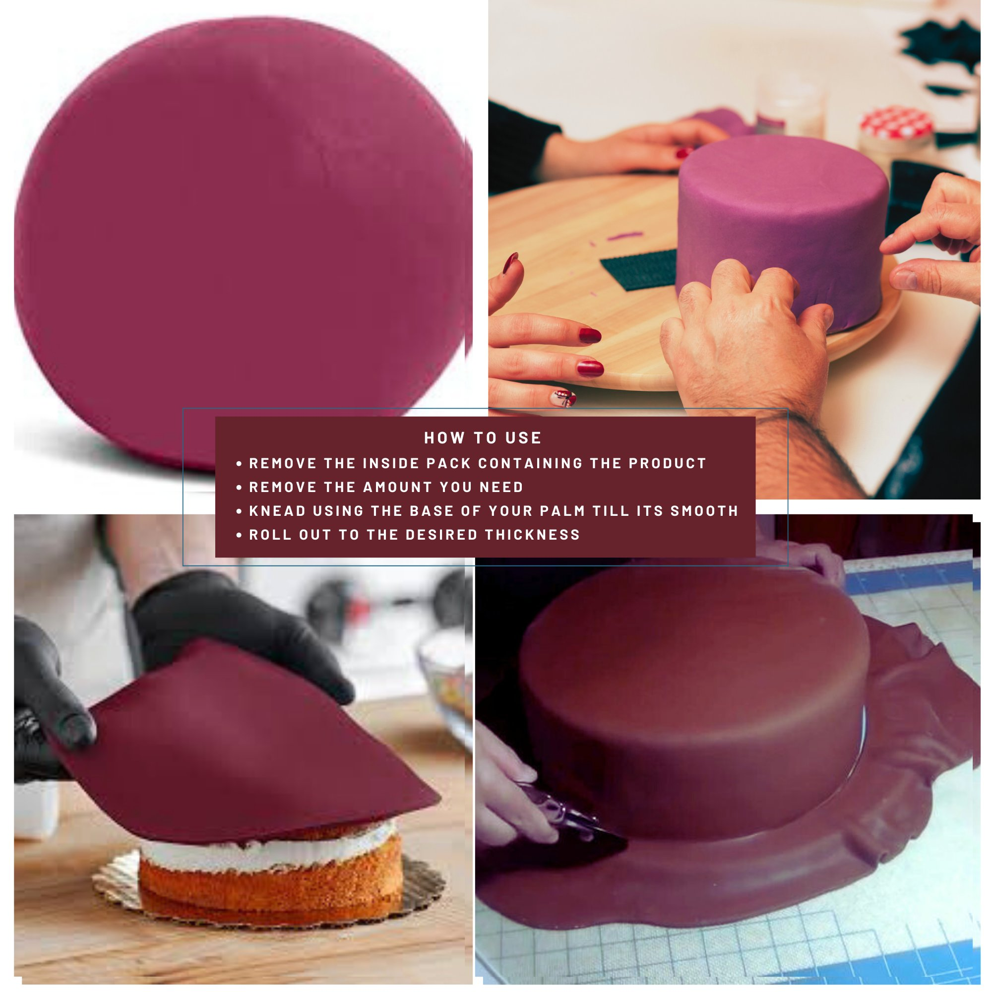 Confect Burgundy Fondant | Edible Sugarpaste | Grocsy