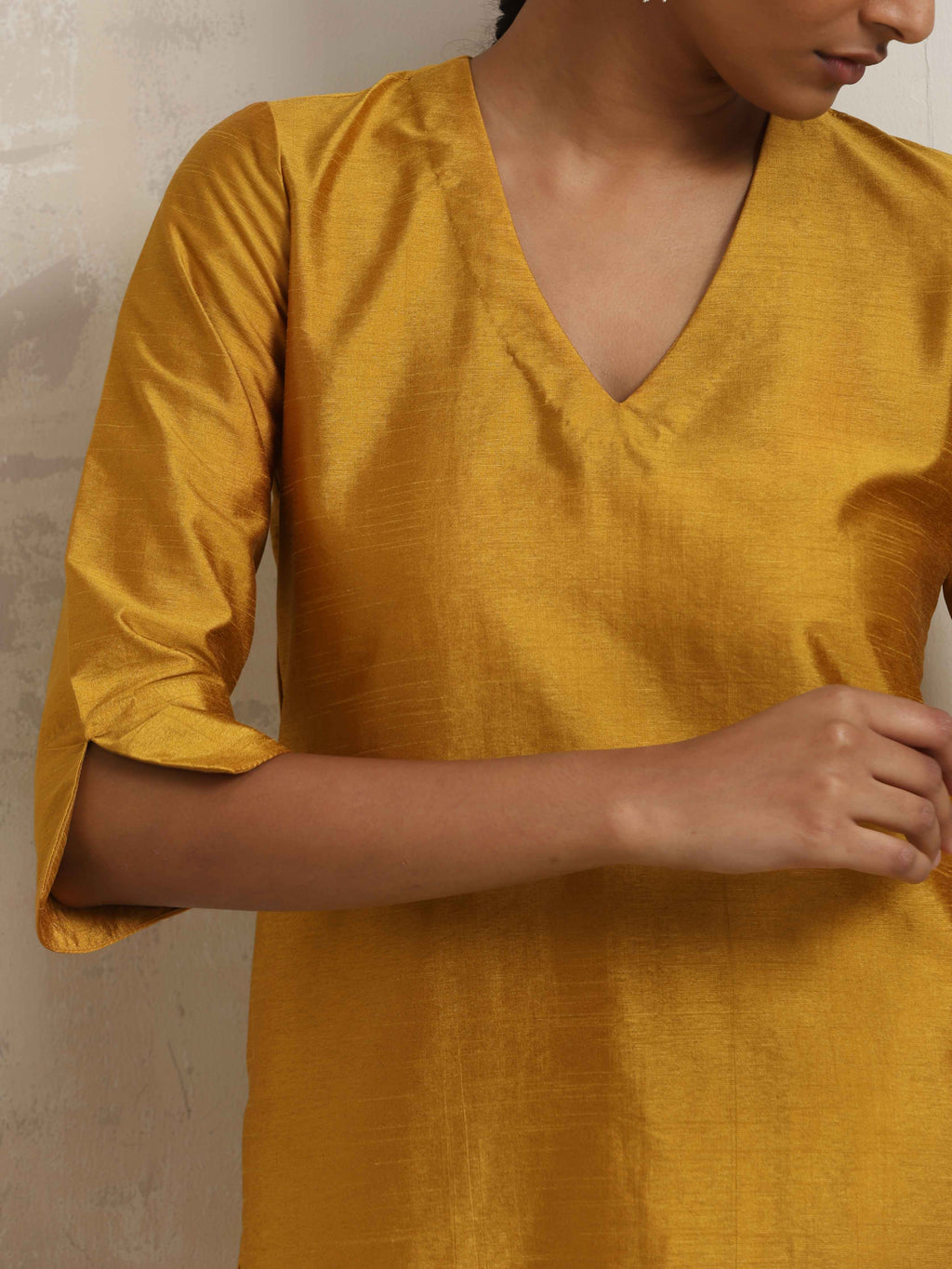 trueBrowns Gold Silk Kurta Co-ord Set | Grocsy