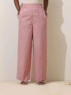trueBrowns Pink Cotton Linen Co-Ord Set | Grocsy