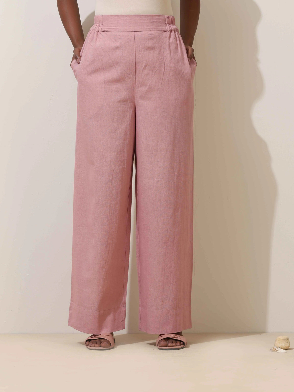 trueBrowns Pink Cotton Linen Co-Ord Set | Grocsy