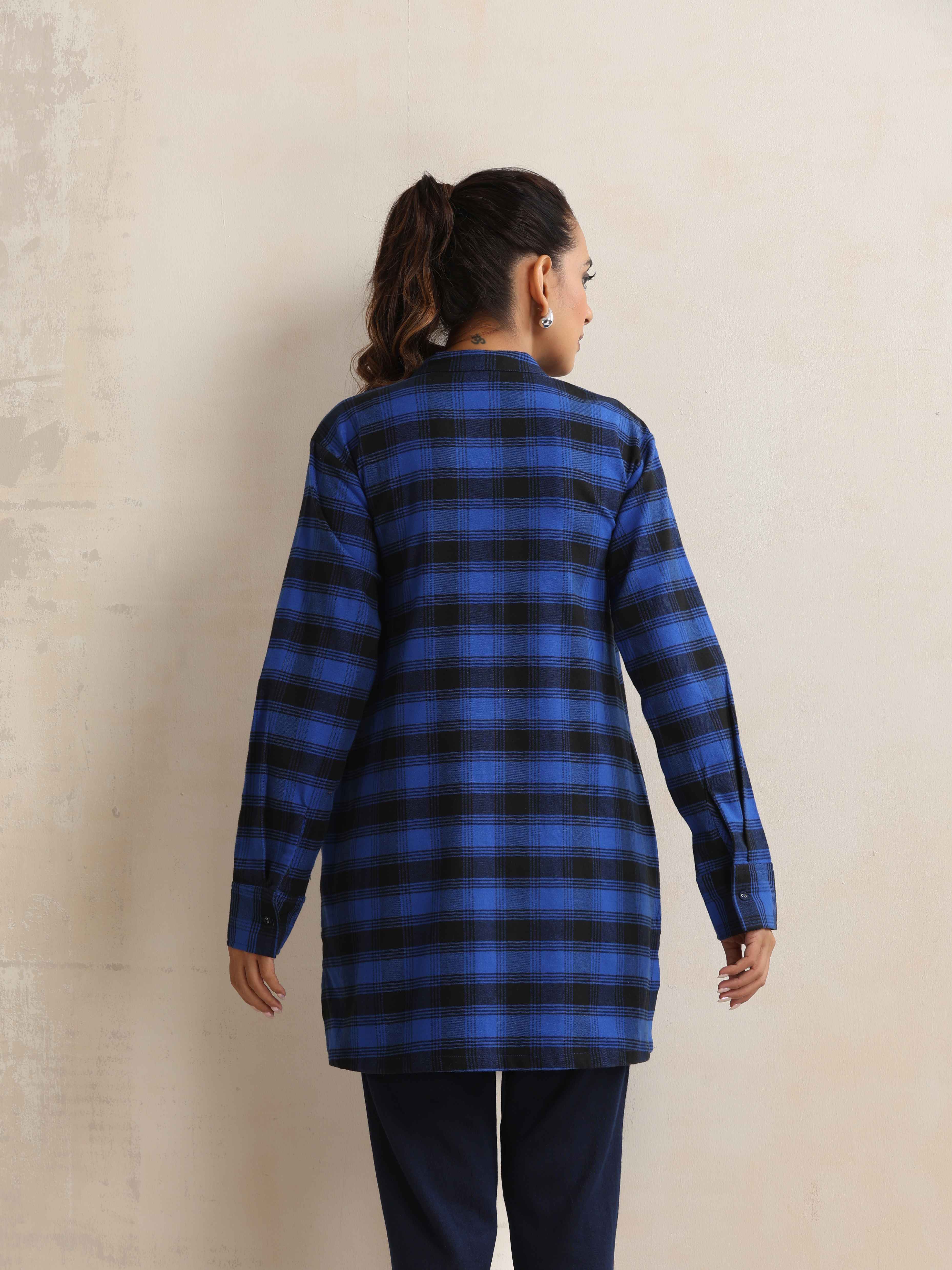trueBrowns Blue Check Winter Top | Grocsy